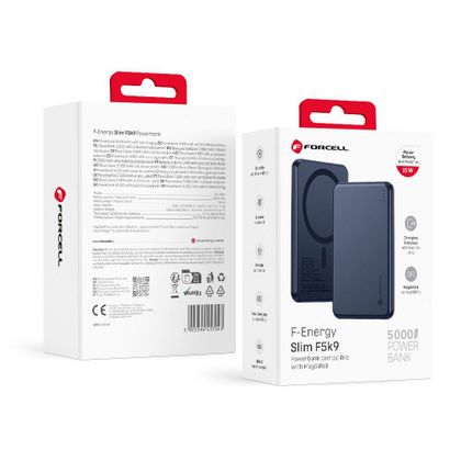 Powerbank zgodny z MagSafe Forcell F-Energy Slim F5K9 QC4.0 PD3.0 15W 5000 mAh granatowy 0INT