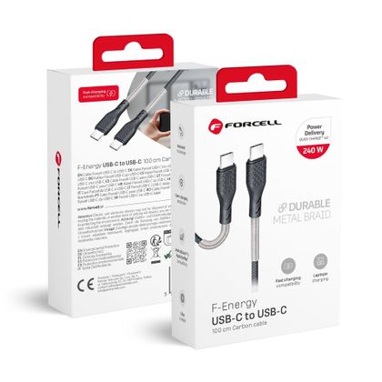 Kabel USB-C do USB-C Forcell F-Energy QC4.0 PD 5A 240W Carbon 1 m CB-05C czarny