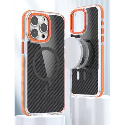 Etui na iPhone 17 Pro Max / 18 Pro Max (low camera edge) Fiber zgodne z MagSafe pomarańczowe