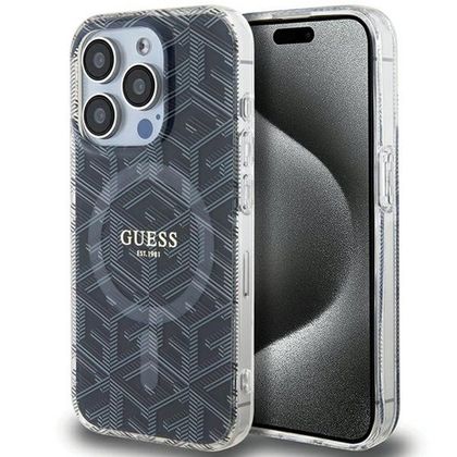 GUESS futerał do IPHONE 15 Pro Max kompatybilny z MagSafe GUHMP15XHGCUSTGK (IML GCUBE) czarny