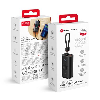 Powerbank Forcell F-Energy F10K4 PD QC3.0 3A 22,5W 10000 mAh kompatybilny z Apple Watch czarny
