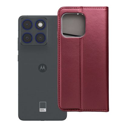Etui z klapką na Motorola EDGE 70 Smart Magneto burgundowe