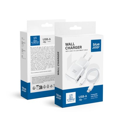 Ładowarka sieciowa do telefonu Blue Star USB A 1A 5W + kabel USB A do Lightning TFK-TC-1100B biała