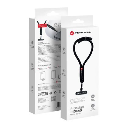 Smycz do telefonu na nadgarstek z regulacją długości Forcell F-Design R10X40 (max 20cm w pętli) czarna
