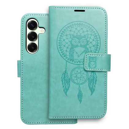 Etui z klapką na Samsung S25 Mezzo Book łapacz snów zielone