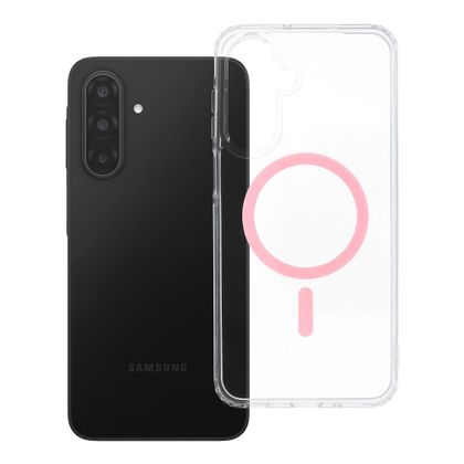 Etui na Samsung A17 / A18 Drop Glue Colorful Ring Mag Cover zgodne z MagSafe różowe