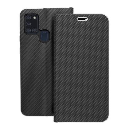 Etui z klapką na Samsung A21s Luna Book Carbon czarne
