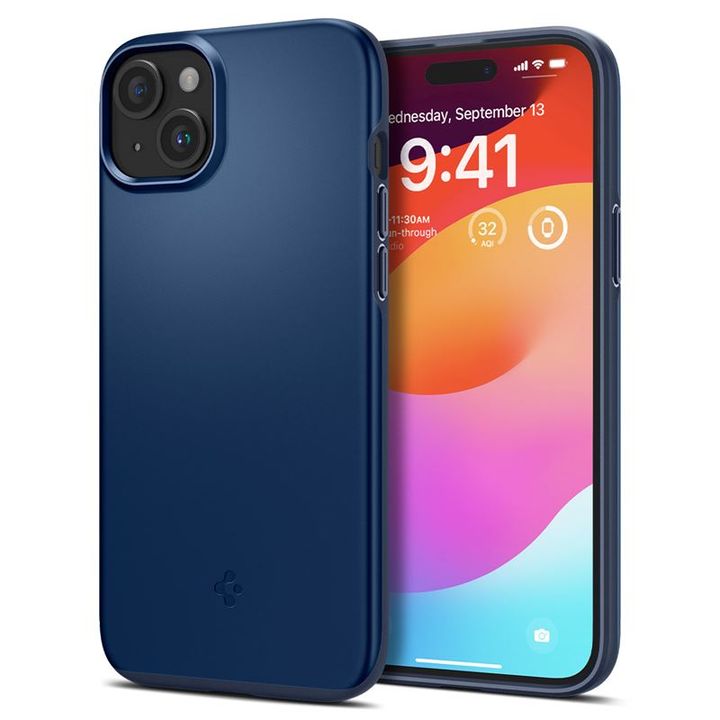 Spigen Thin Fit, navy blue - iPhone 15 na NearMe.pl