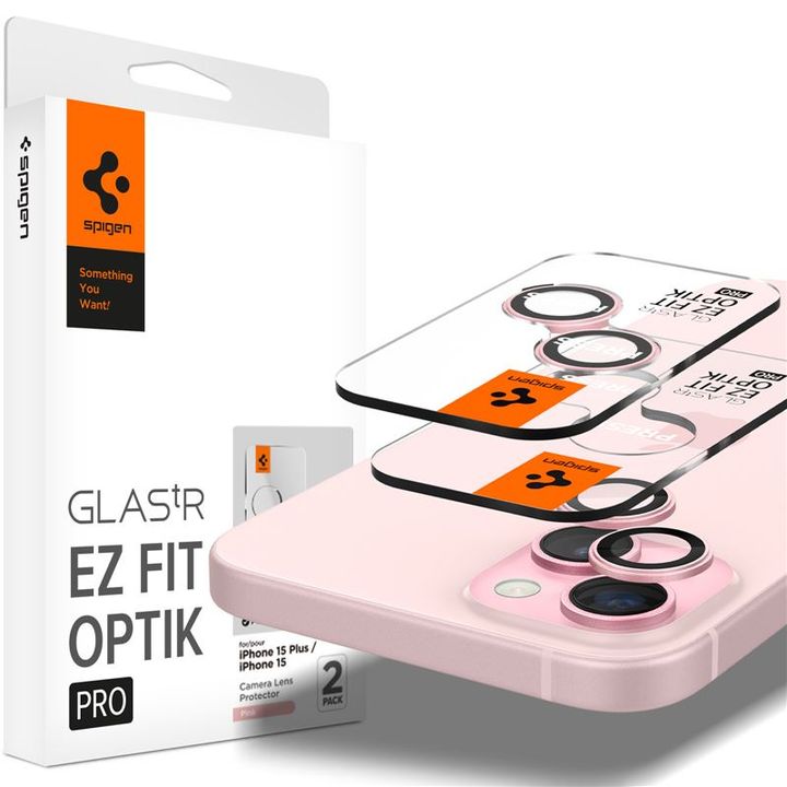 Spigen Glass tR EZ Fit Optik Pro 2 Pack, pink - iPhone 15/15 Plus/14/14 Plus na NearMe.pl