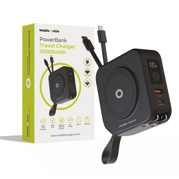 Mobile Origin Powerbank 10 000mAh and Travel Charger, Lightning and USB-C cable, black na NearMe.pl