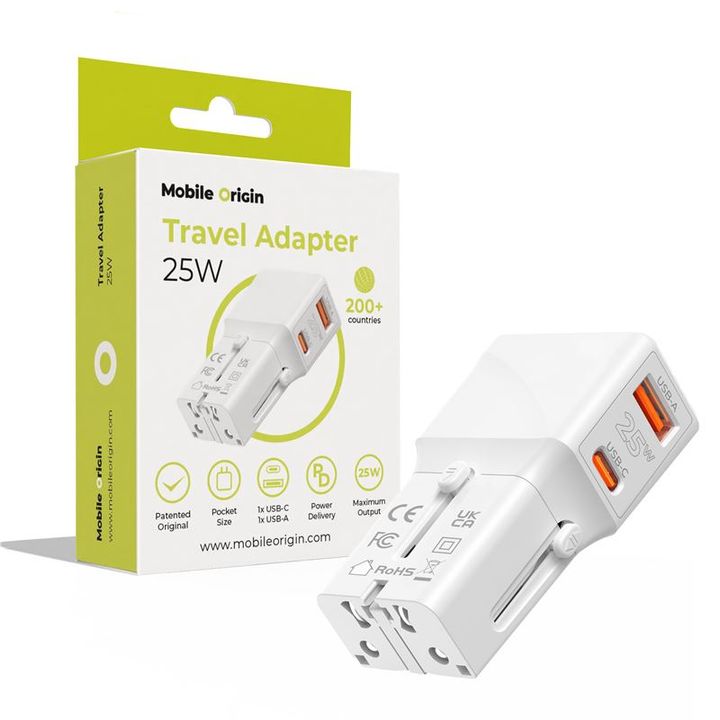 Mobile Origin Travel adapter 25W, EU/US/UK/AU, white na NearMe.pl