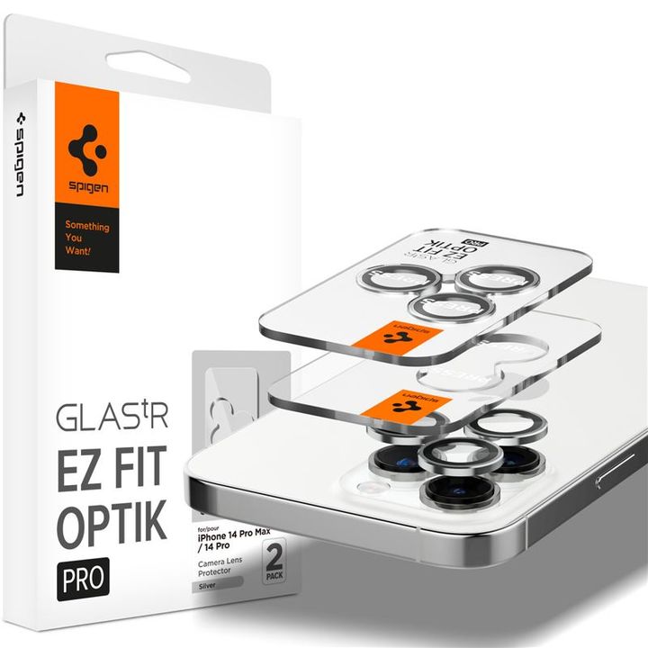 Spigen Glass EZ Fit Optik Pro 2 Pack, silver - iPhone 14 Pro/iPhone 14 Pro Max na NearMe.pl