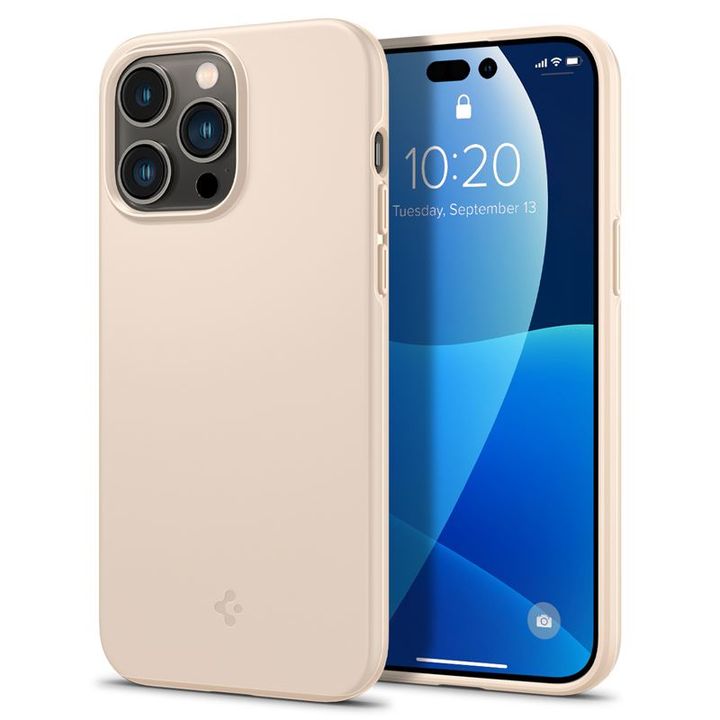 Spigen Thin Fit, sand beige - iPhone 14 Pro na NearMe.pl