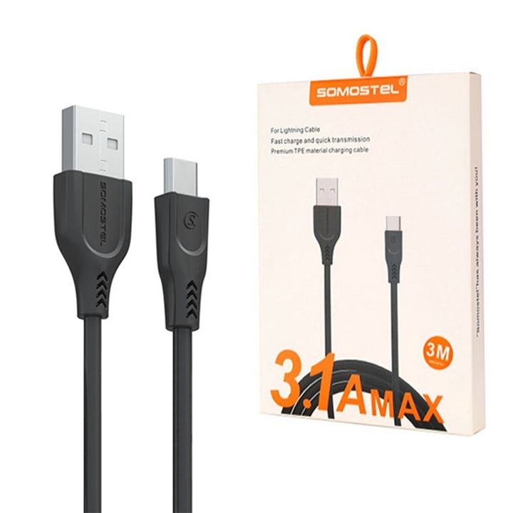 KABEL USB MICRO 3.1A SOMOSTEL CZARNY 3100mAh QUICK CHARGER QC 3.0 3M POWERLINE SMS-BT03 na NearMe.pl