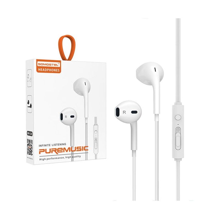SŁUCHAWKI UNIWERSALNE SOMOSTEL TYP-C BIAŁE DOUSZNE SMS-CJ02 na NearMe.pl