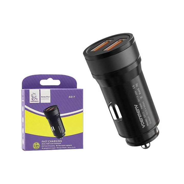 ŁADOWARKA SAMOCHODOWA 2,4A CZARNA DENMEN 2400mA DUAL 2XUSB DZ17 na NearMe.pl