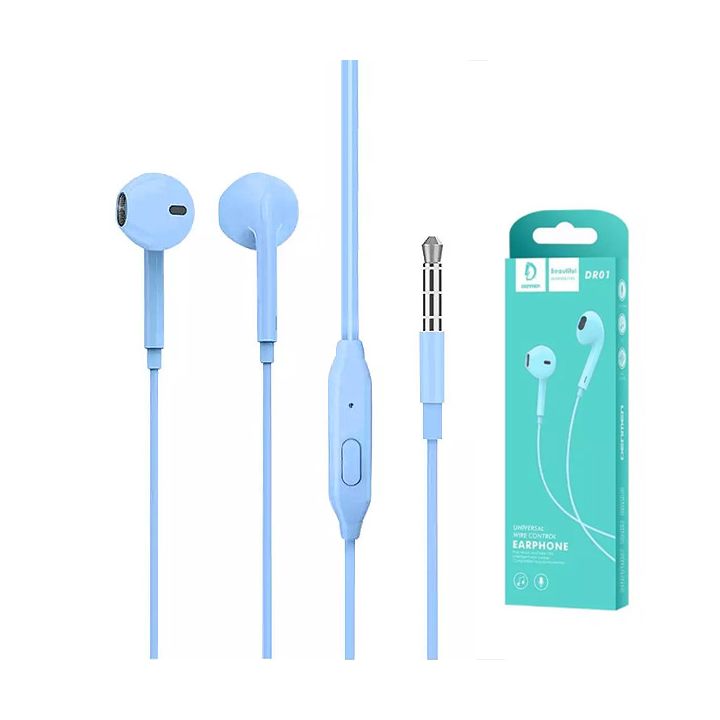 SŁUCHAWKI UNIWERSALNE DENMEN JACK 3,5 CALA NIEBIESKIE DOUSZNE DR01 na NearMe.pl