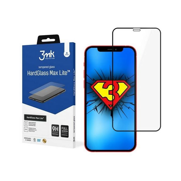 3MK HardGlass Max Lite iPhone 12 Mini5,4" czarny/black na NearMe.pl