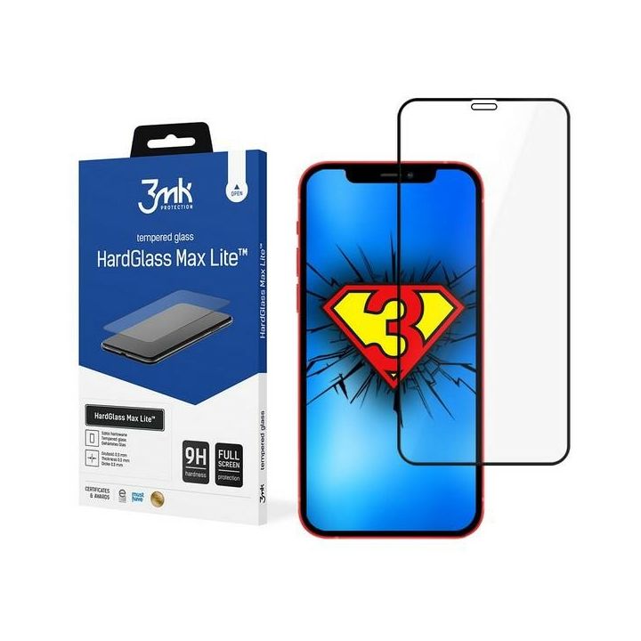 Szkło hartowane 3MK HardGlass Max Lite   do Apple iPhone 12 Pro Max czarny na NearMe.pl