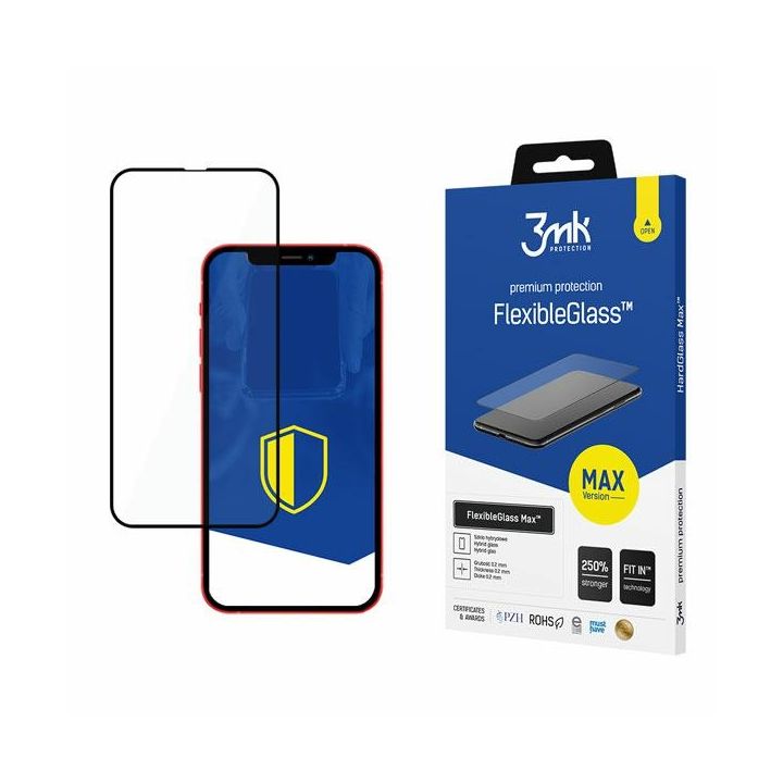 Szkło hybrydowe z wzmocnionymi           krawędziami 3MK FlexibleGlass Max do Apple iPhone 13 Pro Max czarny na NearMe.pl