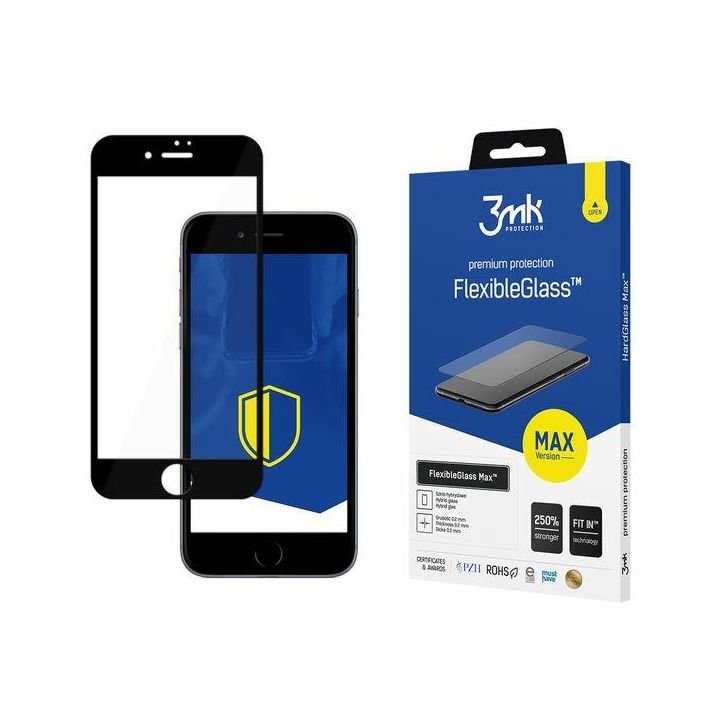 3MK FlexibleGlass Max iPhone 7/8/SE 2020/ SE 2022 czarny/black, Szkło Hybrydowe z wzmocnionymi krawędziami na NearMe.pl