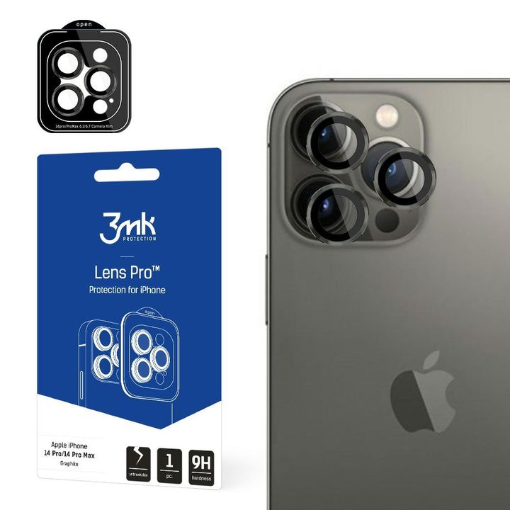 Ochrona na obiektyw aparatu 3MK Lens     Protection Pro do Apple iPhone 14 Pro / 14 Pro Max grafitowy/graphite na NearMe.pl