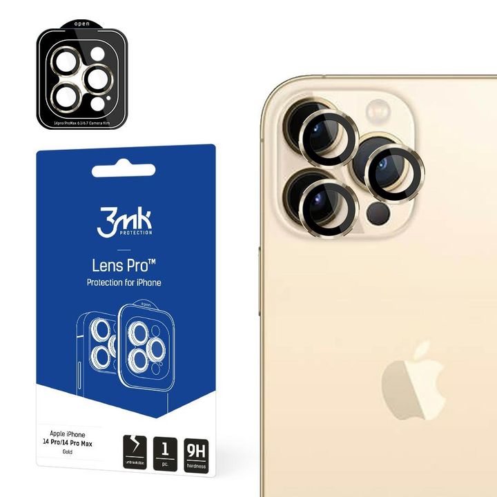 Ochrona na obiektyw aparatu 3MK Lens     Protection Pro do Apple iPhone 14 Pro / 14 Pro Max złoty/gold na NearMe.pl