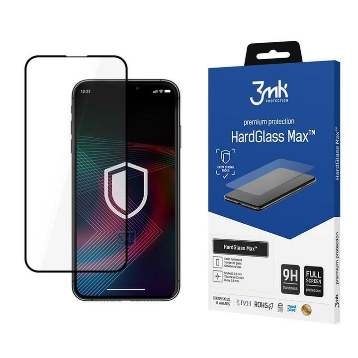 Szkło hartowane 3MK HardGlass Max do     Apple iPhone 13/13 Pro/14/16e/17e czarny na NearMe.pl