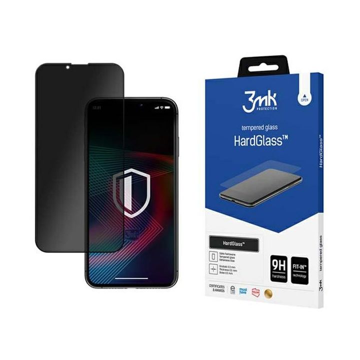 Szkło prywatyzujące 3MK HardGlass Max    Privacy do Apple iPhone 14/13/13 Pro /16e/17e czarny na NearMe.pl