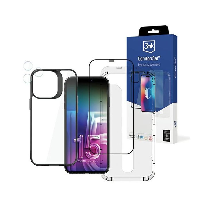3MK Comfort Set 4in1 iPhone 15 Pro Max6.7" Zestaw akcesoriów ochronnych 4w1 na NearMe.pl