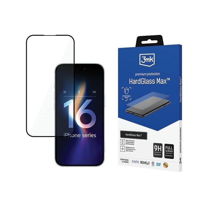 Szkło hartowane 3MK HardGlass Max do     Apple iPhone 16 czarny na NearMe.pl