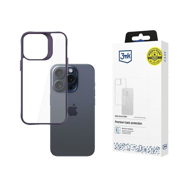 3MK Satin Armor Case+ iPhone 15 Pro Max fioletowy/purple na NearMe.pl