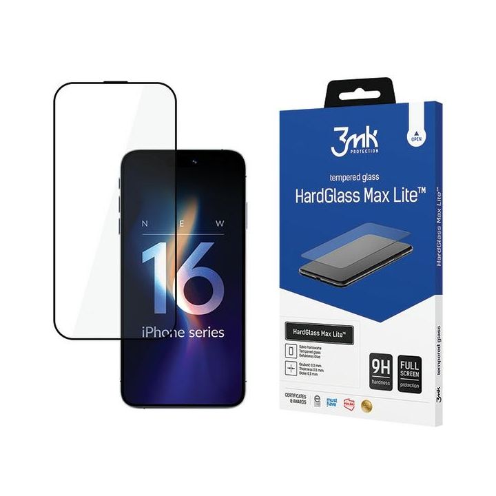 Szkło hartowane 3MK HardGlass Max Lite   do Apple iPhone 16 Pro czarny na NearMe.pl