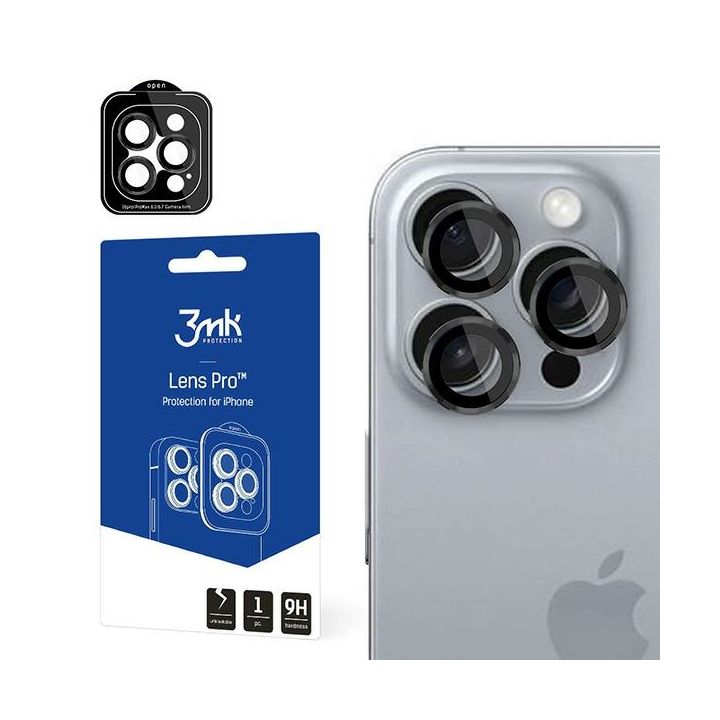 Ochrona na obiektyw aparatu 3MK Lens     Protection Pro do Apple iPhone 16 Pro/ 16 Pro Max Black na NearMe.pl