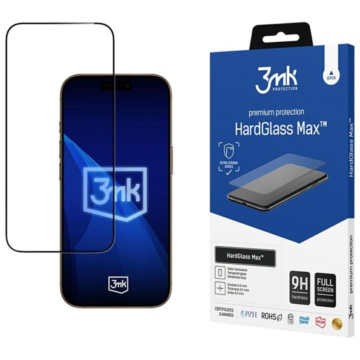Szkło hartowane 3MK HardGlass Max do     Apple iPhone 17 Pro Max czarny na NearMe.pl