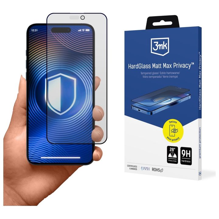 Szkło prywatyzujące 3MK HardGlass Matt   Max Privacy do Apple iPhone 16 Pro / 17 na NearMe.pl