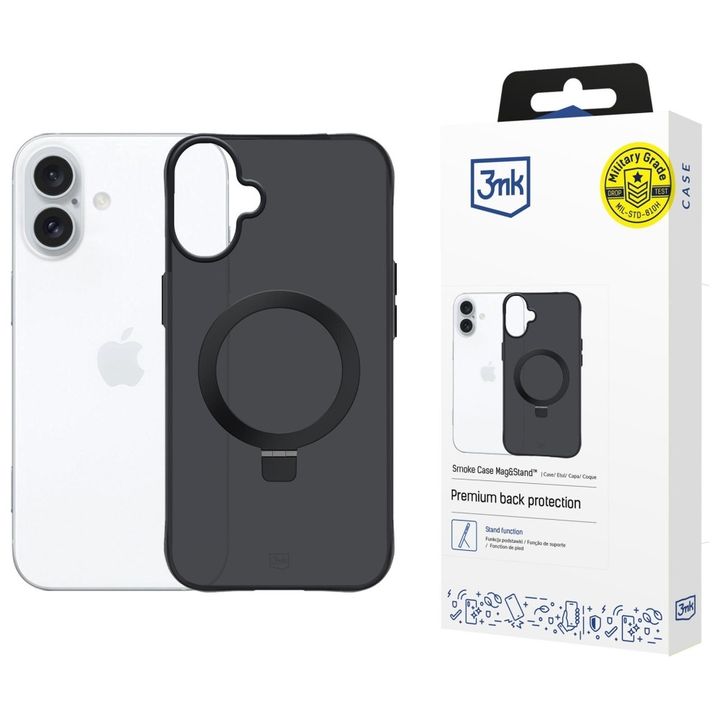 Etui 3MK Smoke Case Mag&Stand do Apple   iPhone 17 czarny przydymiony na NearMe.pl