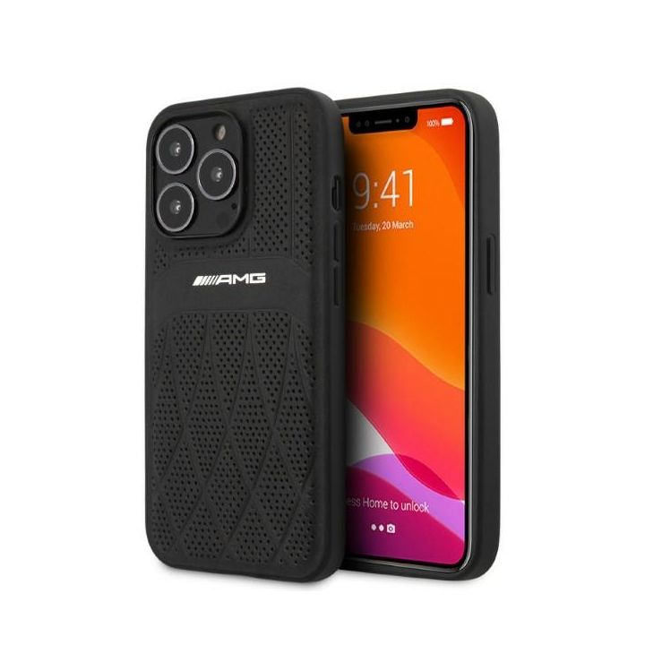 AMG AMHCP13XOSDBK iPhone 13 Pro Max 6,7"czarny/black hardcase Leather Curved Lines na NearMe.pl