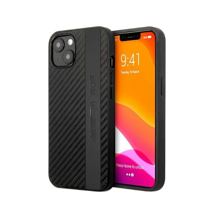 AMG AMHCP13MBLSCA iPhone 13 / 14 / 156.1" czarny/black hardcase Carbon Stripe&Embossed na NearMe.pl