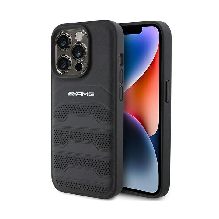 AMG AMHCP15LGSEBK iPhone 15 Pro 6.1"czarny/black hardcase Leather Debossed Lines na NearMe.pl