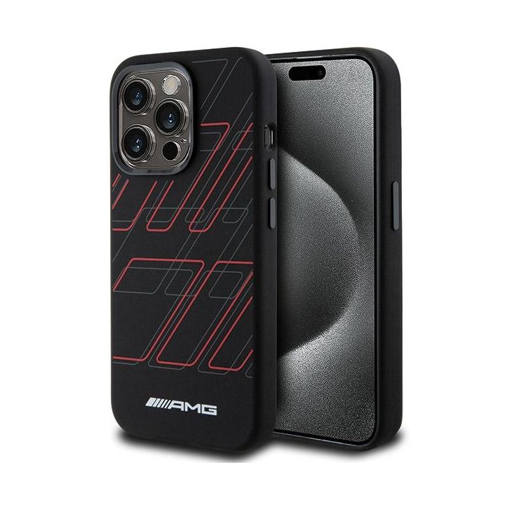 AMG AMHMP15L23SSPK iPhone 15 Pro 6.1" czarny/black hardcase Silicone Large Rhombuses Pattern MagSafe na NearMe.pl