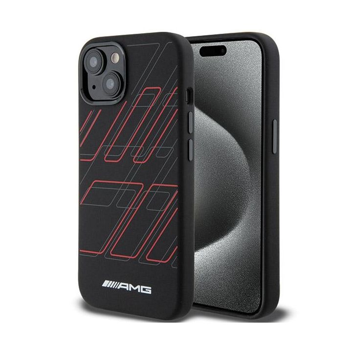 AMG AMHMP15S23SSPK iPhone 15 / 14 / 13 6.1" czarny/black hardcase Silicone Large Rhombuses Pattern MagSafe na NearMe.pl
