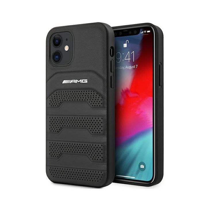 AMG AMHCP12SGSEBK iPhone 12 mini 5,4" czarny/black hardcase Leather Debossed Lines na NearMe.pl