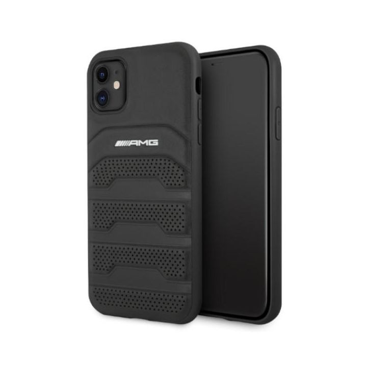 AMG AMHCN61GSEBK iPhone 11 / Xr 6,1"czarny/black hardcase Leather Debossed Lines na NearMe.pl