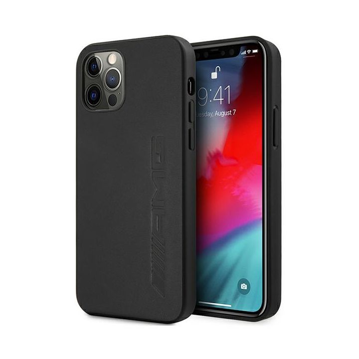 AMG AMHCP12LDOLBK iPhone 12 Pro Max6,7" czarny/black hardcase Leather Hot Stamped na NearMe.pl
