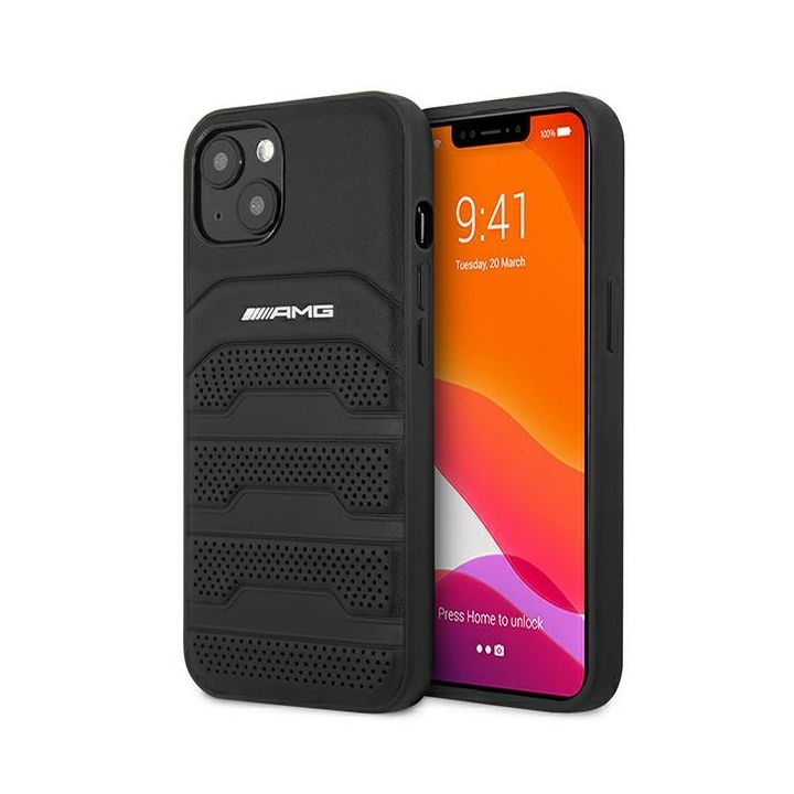 AMG AMHCP13SGSEBK iPhone 13 mini 5,4" czarny/black hardcase Leather Debossed Lines na NearMe.pl