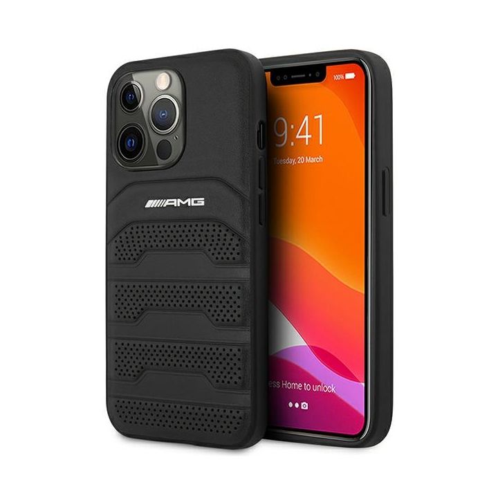 AMG AMHCP14LGSEBK iPhone 14 Pro 6,1" czarny/black hardcase Leather Debossed Lines na NearMe.pl