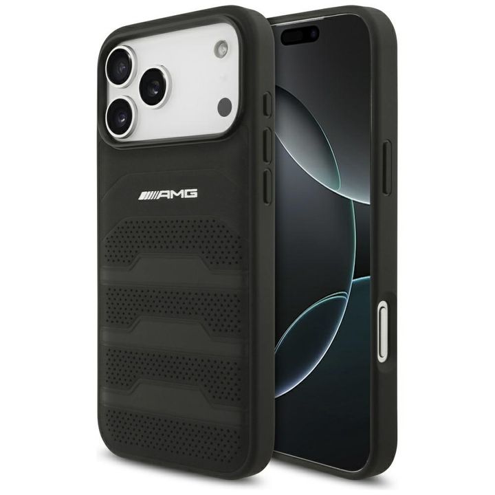 Etui AMG Leather Debossed Lines Logo do  iPhone 17 Pro Max czarny na NearMe.pl