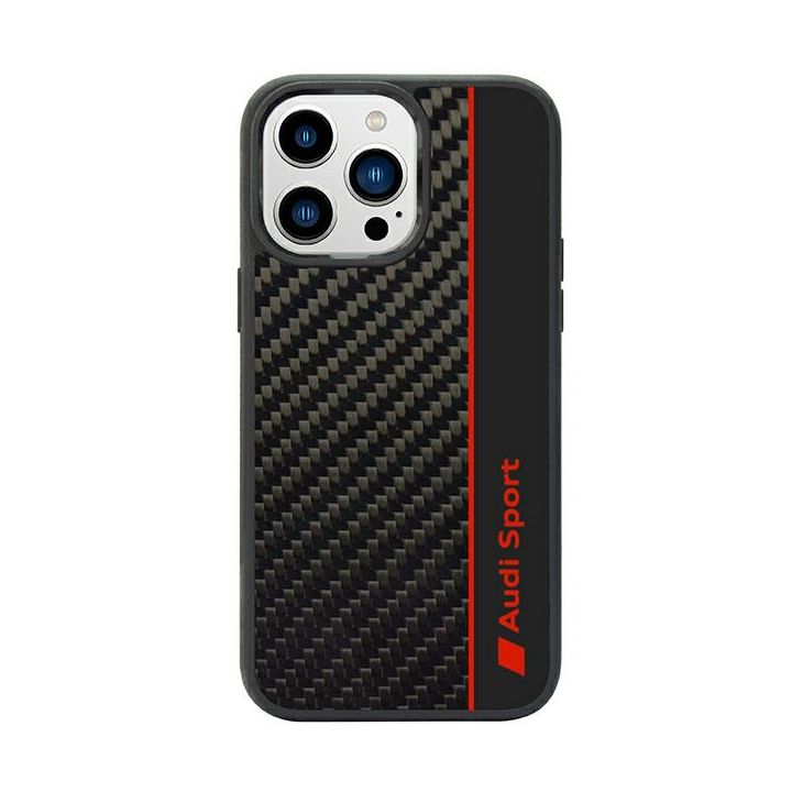 Audi Carbon Fiber Stripe iPhone 14 ProMax 6.7" czarny/black hardcase AUS-TPUPCIP14PM-R8/D1-BK na NearMe.pl