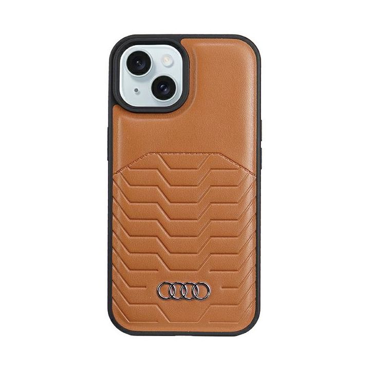 Audi Synthetic Leather MagSafe iPhone 15 Plus / 14 Plus 6.7" brązowy/brown hardcase AU-TPUPCMIP15M-GT/D3-BN na NearMe.pl